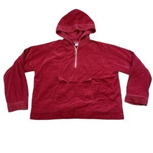 Mod O Doc Fleece Lined Corduroy 1/4 Zip Pullover Jacket Hooded Size 2 Oversized